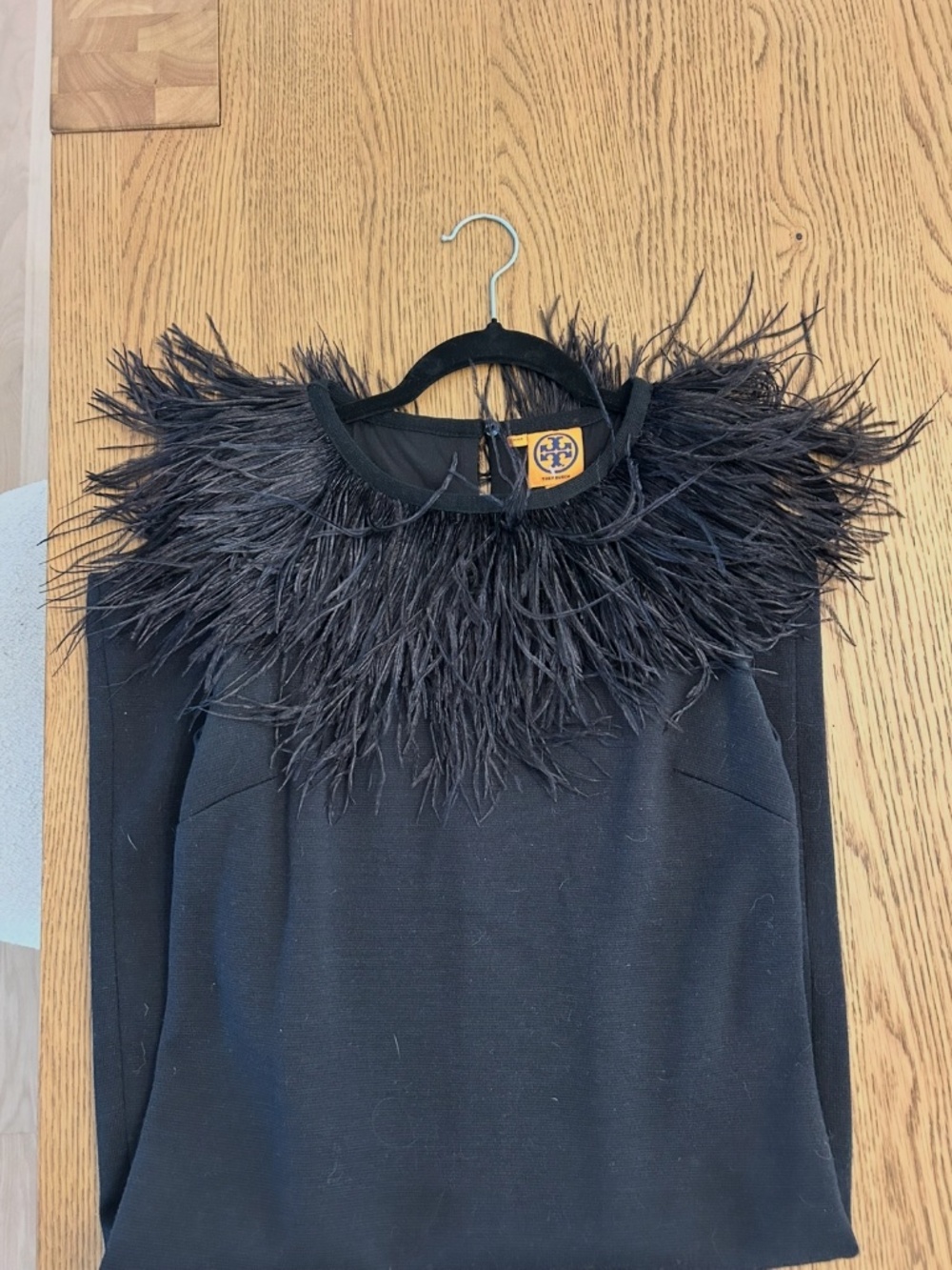 Tory Burch black dress with feathers - Picture 2 of 3
